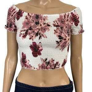 CHARLOTTE Russe Stretchy off the shoulder Floral crop top size XS